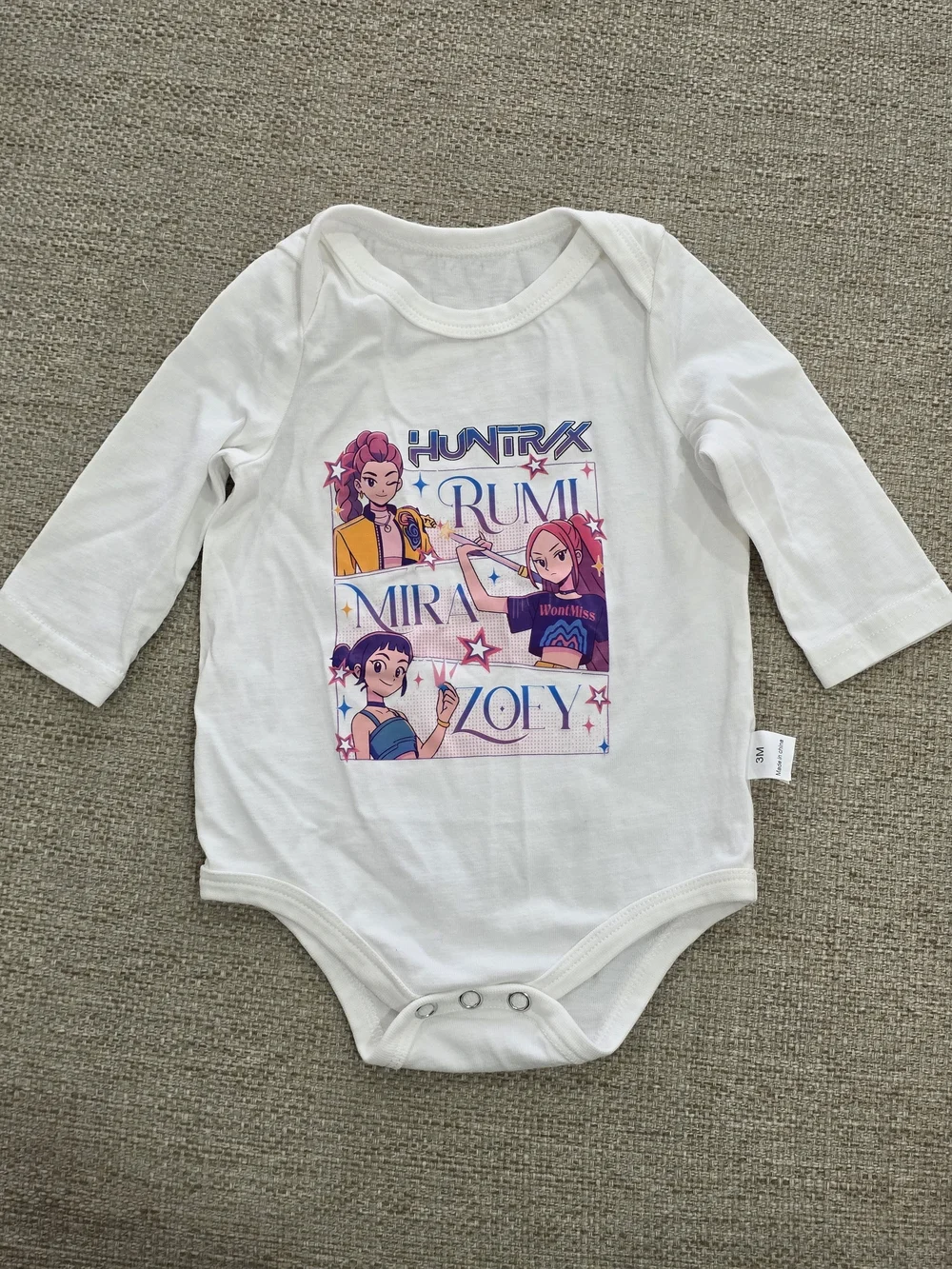 Kpop demon hunters Kids Long Sleeve  Bodysuits- Pink and White